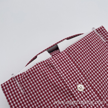 Red checked TC hidden button-down shirt